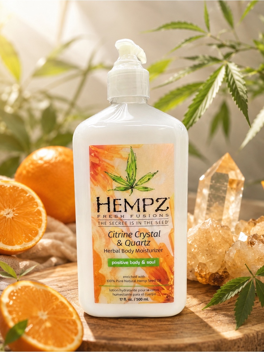 Hempz Citrine Crystal & Quartz Herbal Body Moisturizer 17oz NEW